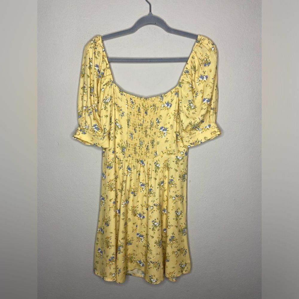 Reformation Lillet Mini Yellow Dress Floral Puff Sleeve Size 8 - Picture 8 of 10